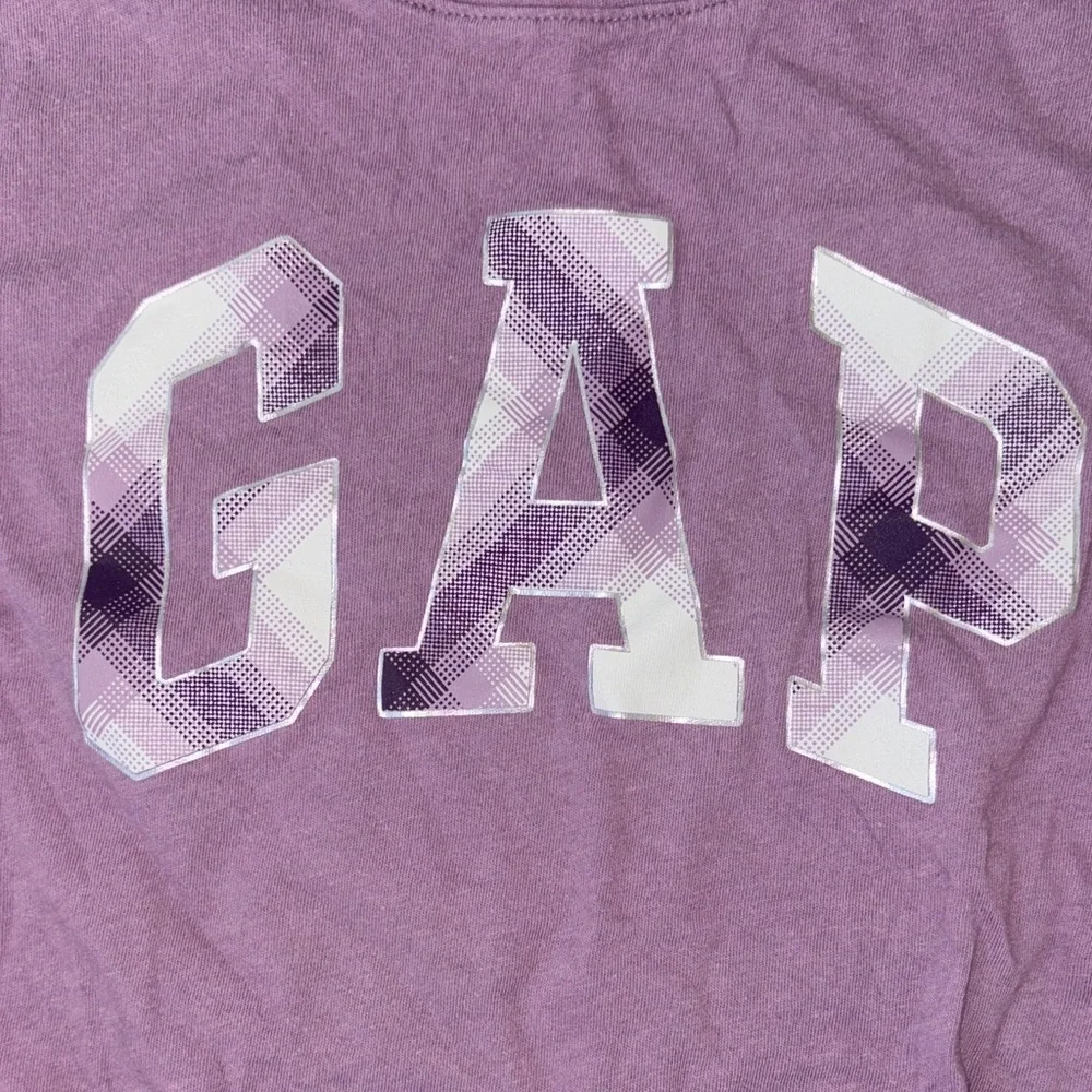 GAP Kids Purple Long Sleeve Graphic Plaid Tee - Picture 2 of 4